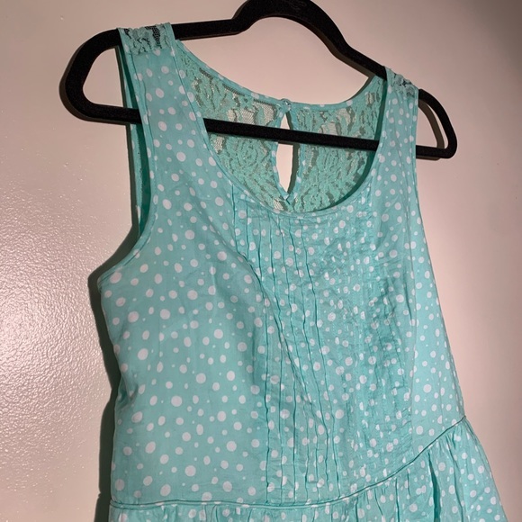 CATO Mint Green Polka Dot Dress 👗 Lace Detailing - Picture 2 of 8